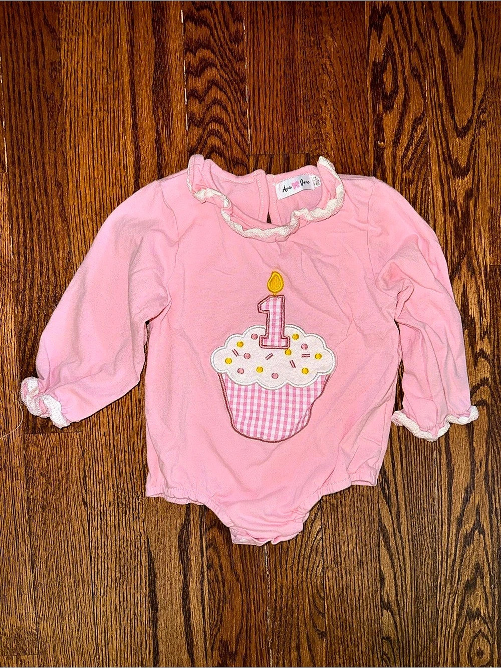 Ava June Pink Cupcake Bodysuit Baby 6-12M Like New